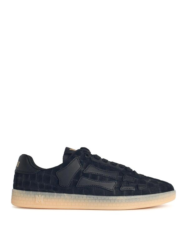 AMIRI: trainers - Croc Bones Black Suede Sneakers