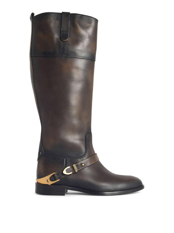 GOLDEN GOOSE: boots - Charlie Dark Brown Leather Boots
