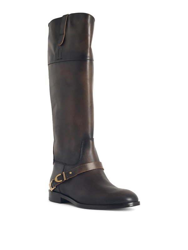 GOLDEN GOOSE: boots online - Charlie Dark Brown Leather Boots