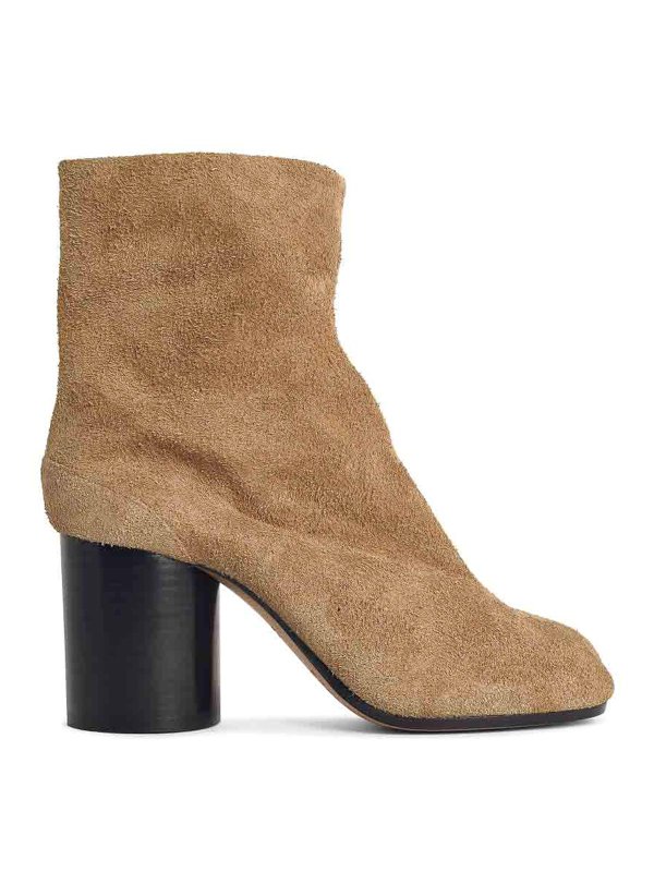 Maison Margiela: ankle boots - Camel Suede Tabi Ankle Boots