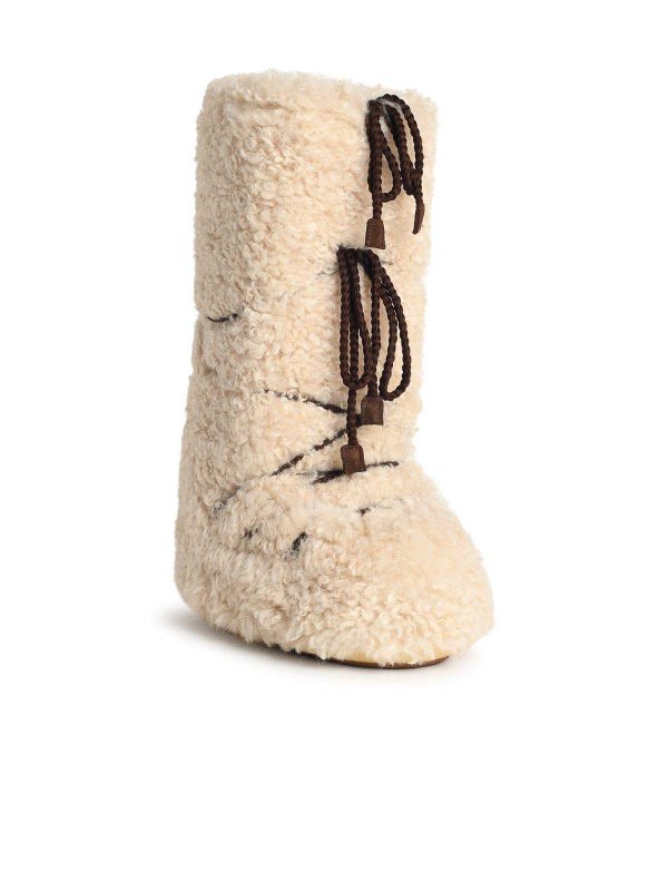 Moon Boot: boots online - Ecru Faux Fur Boot