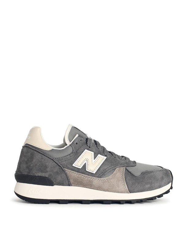 NEW BALANCE: trainers - 475 Grey Fabric And Suede Sneakers