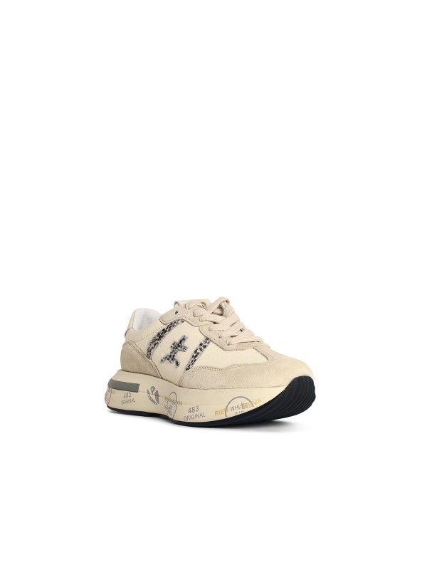 PREMIATA: trainers online - Cassie 7682 Leather Blend Sneakers Off White
