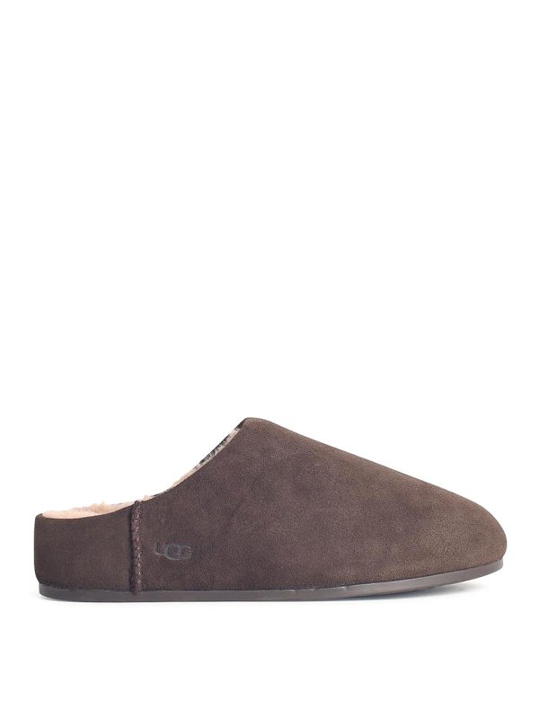 UGG: Loafers & Slippers - Elea Slip-On Brown Leather Slippers