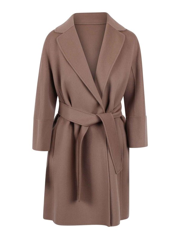 S MAX MARA: ショートコート - ショートコート - ブラウン