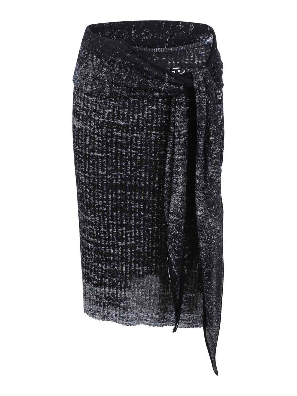 DIESEL: Knee length skirts & Midi - Knit skirt with knot