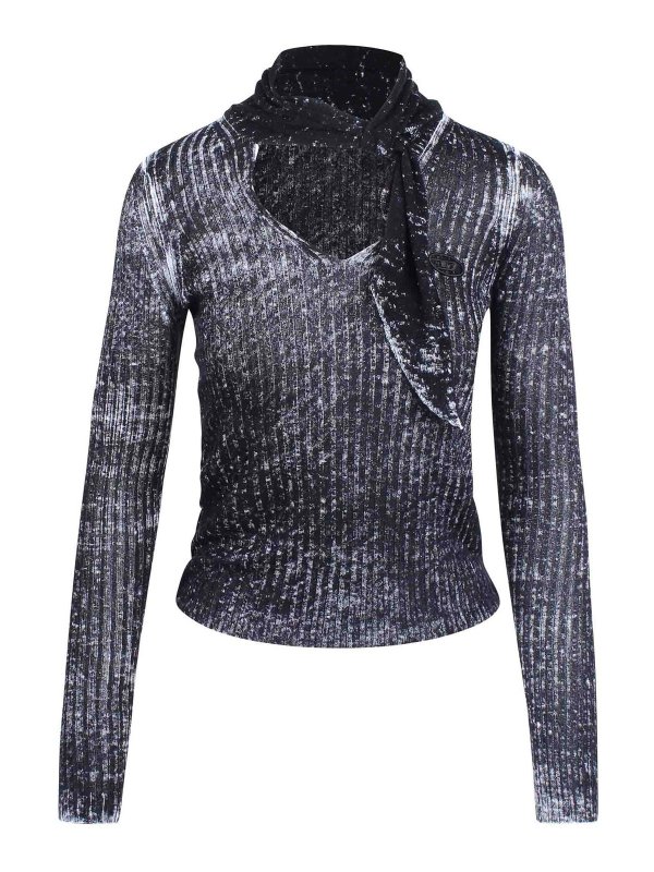 DIESEL: crew necks - Linen shirt with drop and neck collar