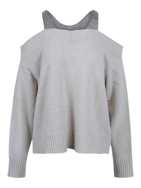 GIUSEPPE DI MORABITO: maglia collo a barchetta - Maglione In Lana Con Cristalli