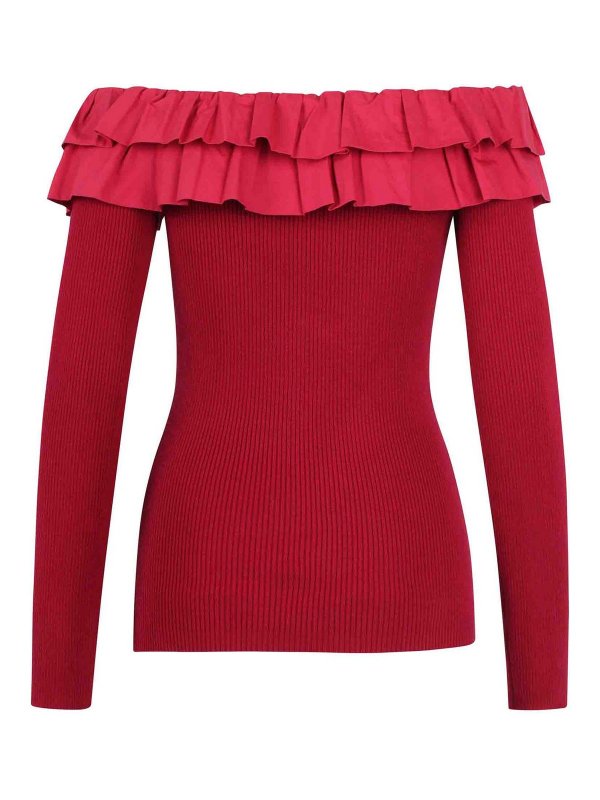 JOVONNA LONDON: maglia collo a barchetta online - Maglia Con Scollo A Barca E Rouches