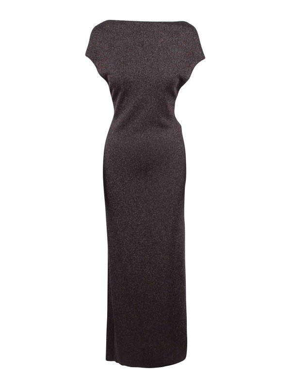 Max Mara: maxi dresses - Abito In Lurex Eschimo