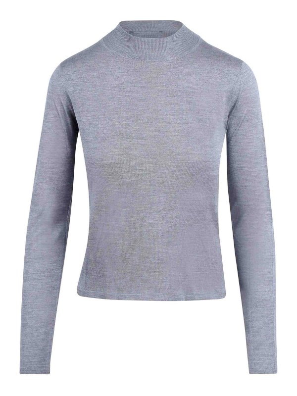 Max Mara: Suéteres con cuello pico - Suéter Cuello Redondo - Gris