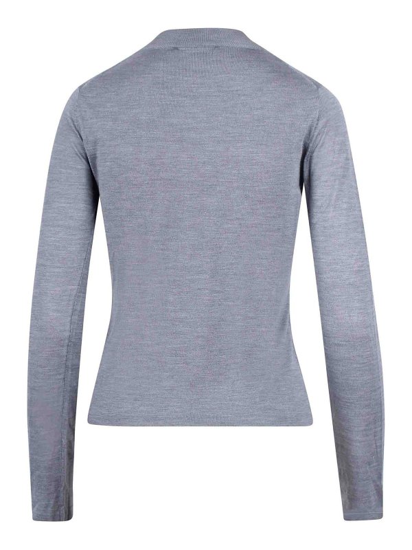Max Mara: Suéteres con cuello pico online - Suéter Cuello Redondo - Gris