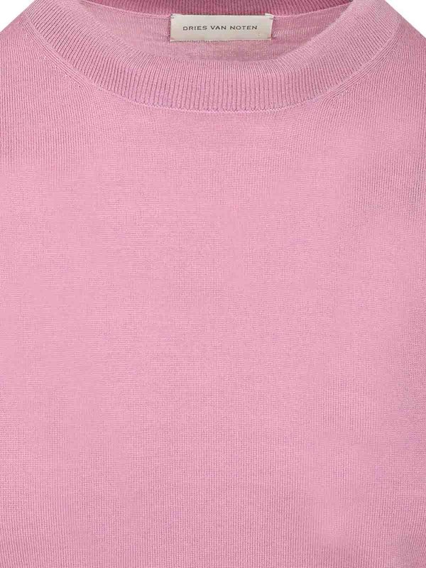 The Best Shops DRIES VAN NOTEN: Strickpullover mit Rundhalsausschnitt - Rundhalspullover - Rosa