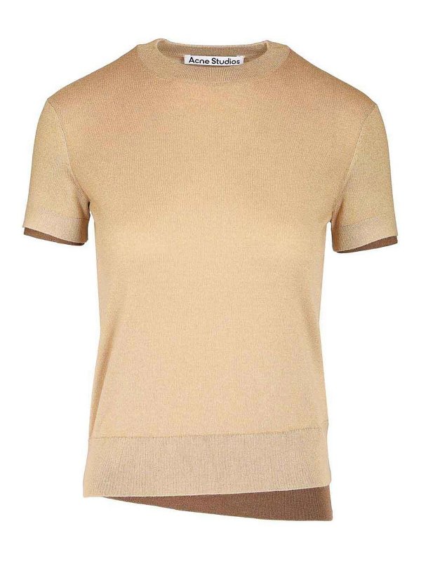 Acne Studios: Strickpullover mit Rundhalsausschnitt - Rundhalspullover - Beige