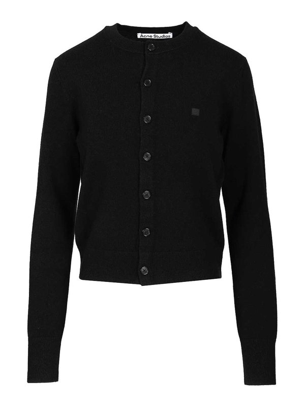 Acne Studios: cardigans - Crew Neck Wool Cardigan