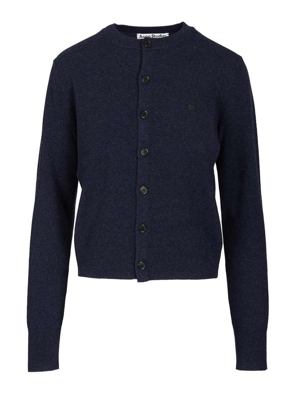 Acne Studios: cardigans - Crew Neck Wool Cardigan