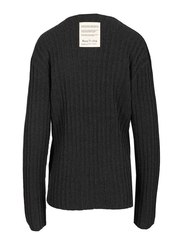 Acne Studios: Strickpullover mit Rundhalsausschnitt online - Rundhalspullover - Grau