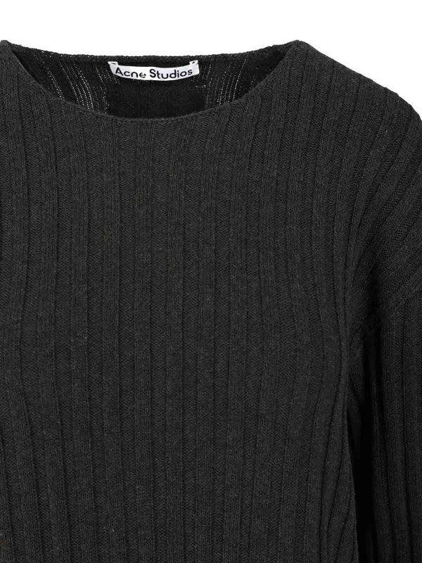 The Best Shops Acne Studios: Strickpullover mit Rundhalsausschnitt - Rundhalspullover - Grau