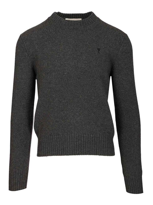 AMI PARIS: Strickpullover mit Rundhalsausschnitt - Rundhalspullover - Schwarz