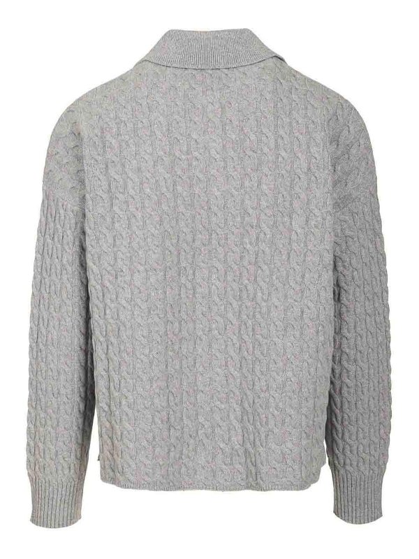 AMI PARIS: polo shirts online - Cable-Knit Polo Shirt