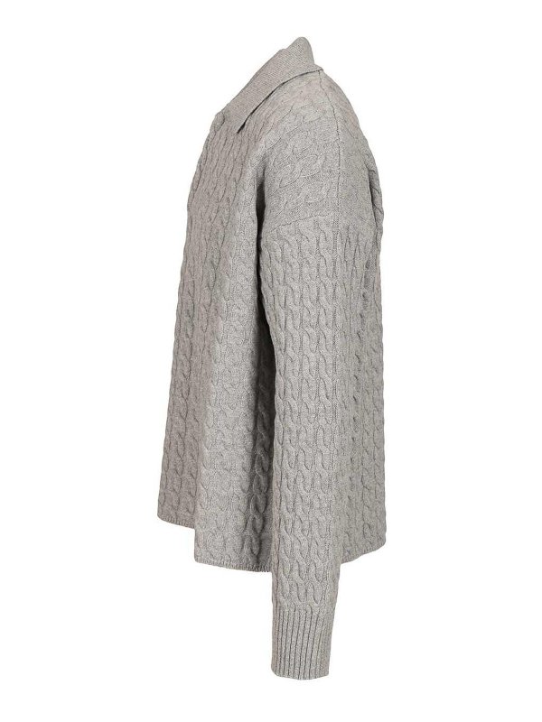 The Best Shops AMI PARIS: polo shirts - Cable-Knit Polo Shirt