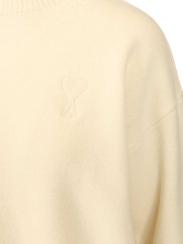 Pull Col Rond - Blanc shop online: AMI PARIS