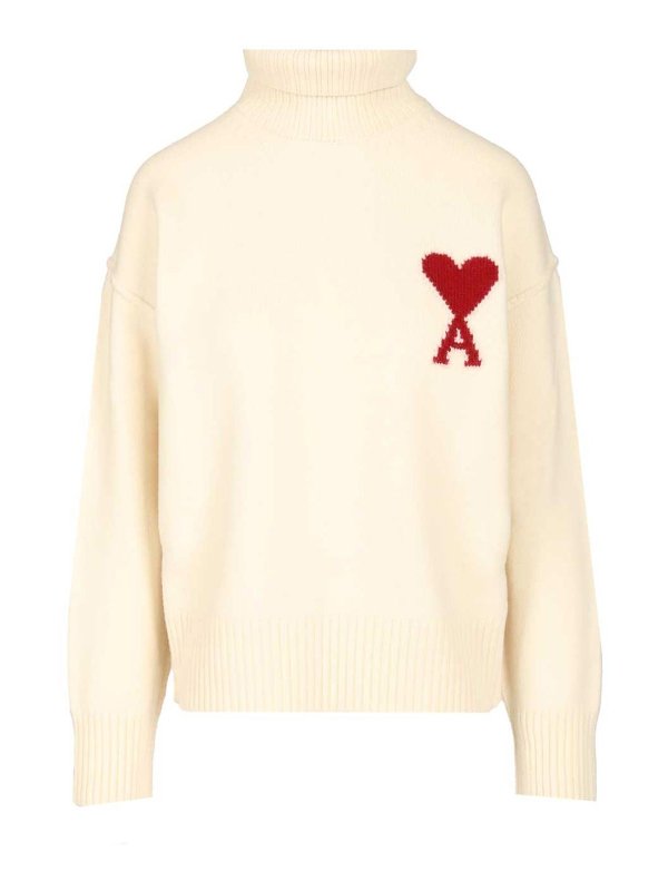 AMI PARIS: Suéteres con cuello pico - Suéter Cuello Redondo - Blanco