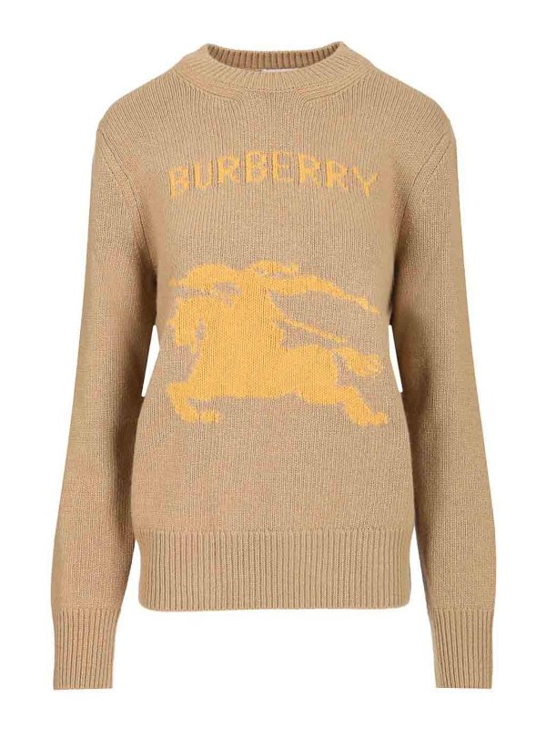BURBERRY: Strickpullover mit Rundhalsausschnitt - Rundhalspullover - Braun