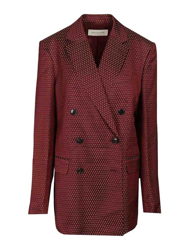 DRIES VAN NOTEN: blazers - Double-Breasted Polka Dot Blazer