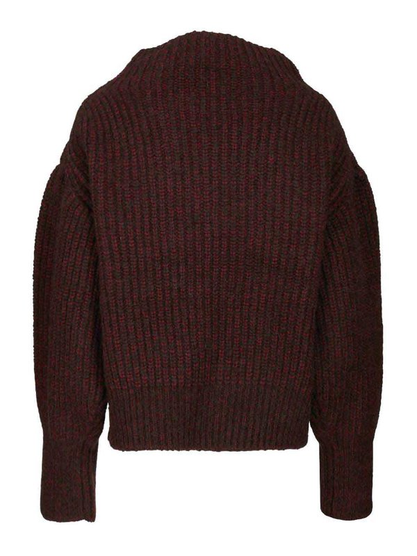 DRIES VAN NOTEN: crew necks online - Burgundy Oversized Wool Sweater