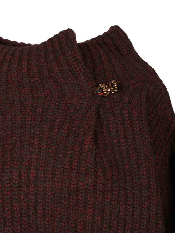 Burgundy Oversized Wool Sweater shop online: DRIES VAN NOTEN