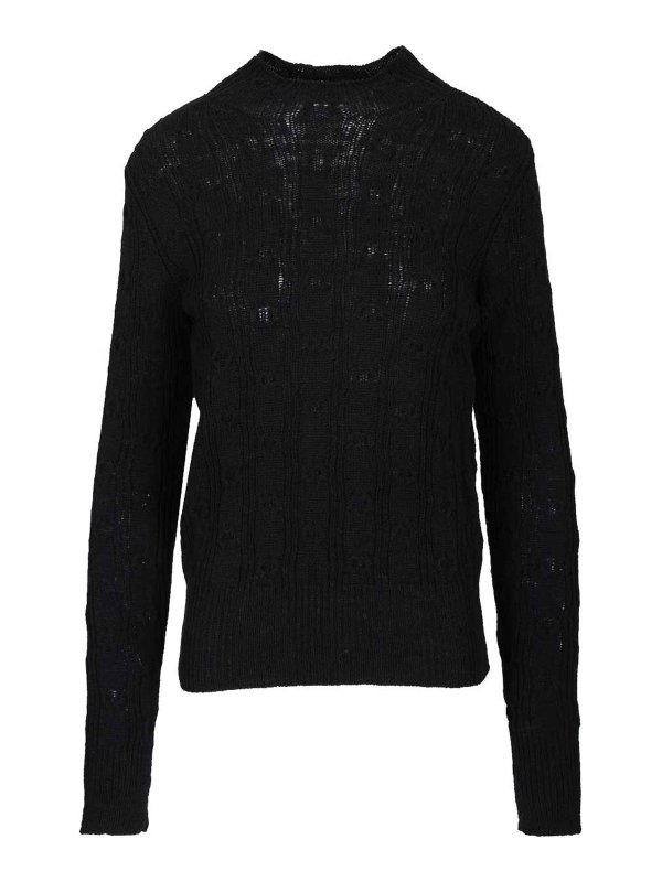 DRIES VAN NOTEN: Strickpullover mit Rundhalsausschnitt - Rundhalspullover - Schwarz