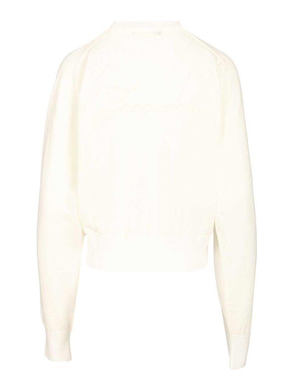 JACQUEMUS: Strickpullover mit Rundhalsausschnitt online - Rundhalspullover - Weiß