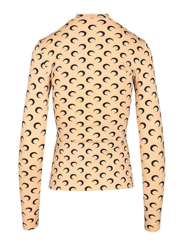 MARINE SERRE: Strickpullover mit Rundhalsausschnitt online - Rundhalspullover - Beige