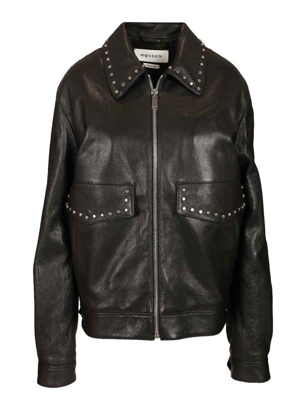 ALEXANDER MCQUEEN: Chaquetas de cuero - Chaqueta De Cuero - Negro