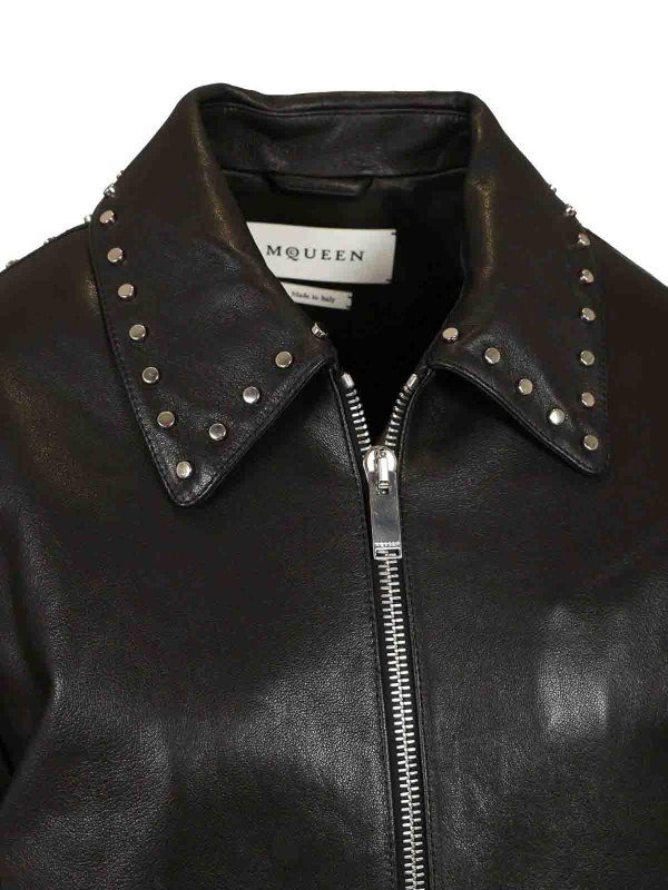 Chaqueta De Cuero - Negro shop online: ALEXANDER MCQUEEN