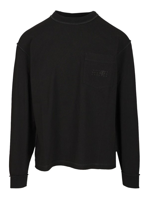 MM6 MAISON MARGIELA: t-shirts - Long-Sleeved Cotton T-Shirt