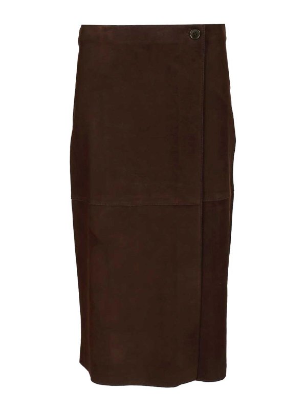 P.A.R.O.S.H.: Knee length skirts & Midi - Suede midi skirt