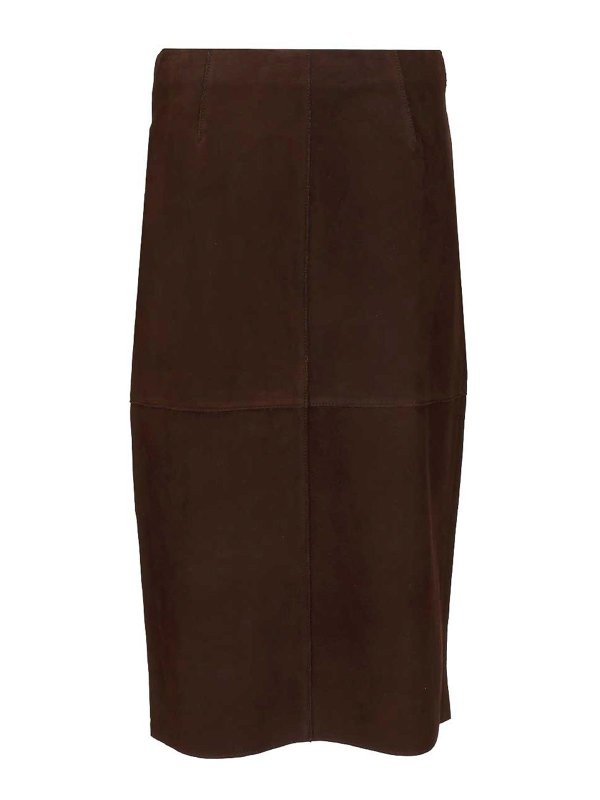P.A.R.O.S.H.: Knee length skirts & Midi online - Suede midi skirt