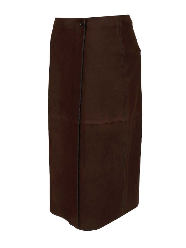 The Best Shops P.A.R.O.S.H.: Knee length skirts & Midi - Suede midi skirt