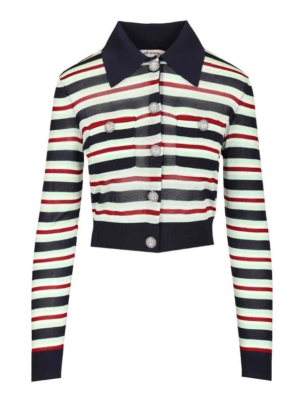 Self Portrait: Strickpullover mit Rundhalsausschnitt - Rundhalspullover - Blau