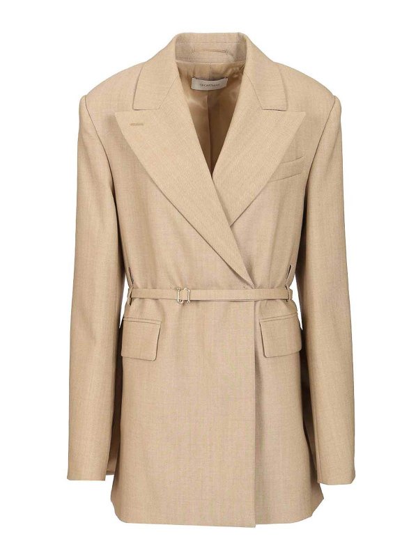 SPORTMAX: blazers - Long Double-Breasted Wool Blazer