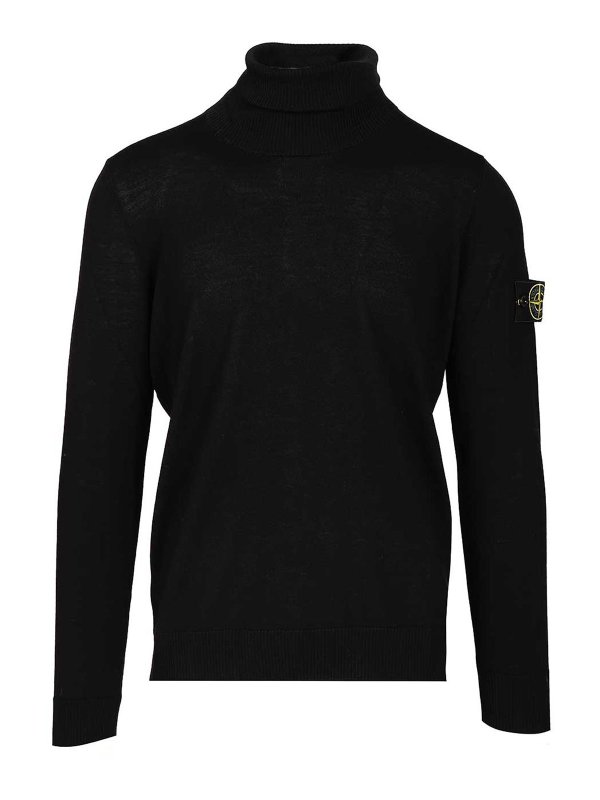 STONE ISLAND: Strickpullover mit Rundhalsausschnitt - Rundhalspullover - Schwarz