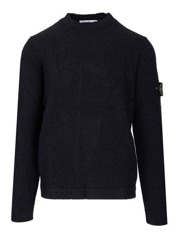 STONE ISLAND: Suéteres con cuello pico - Suéter Cuello Redondo - Azul