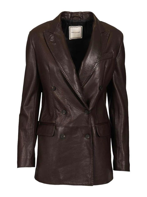 TAGLIATORE: blazers - Josie Double-Breasted Lambskin Blazer