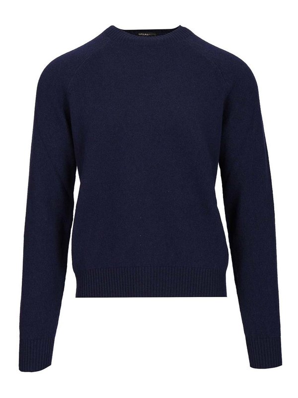 TOM FORD: Strickpullover mit Rundhalsausschnitt - Rundhalspullover - Blau