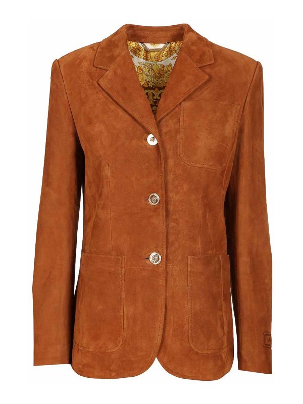 VERSACE: giacche in pelle - Giacca in pelle scamosciata