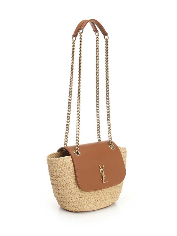 SAINT LAURENT: clutches online - Manon Mini Bag In Woven Raffia