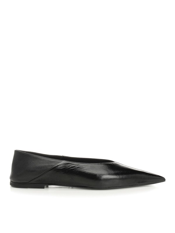 SAINT LAURENT: flat shoes - Carolyn Leather Ballerinas
