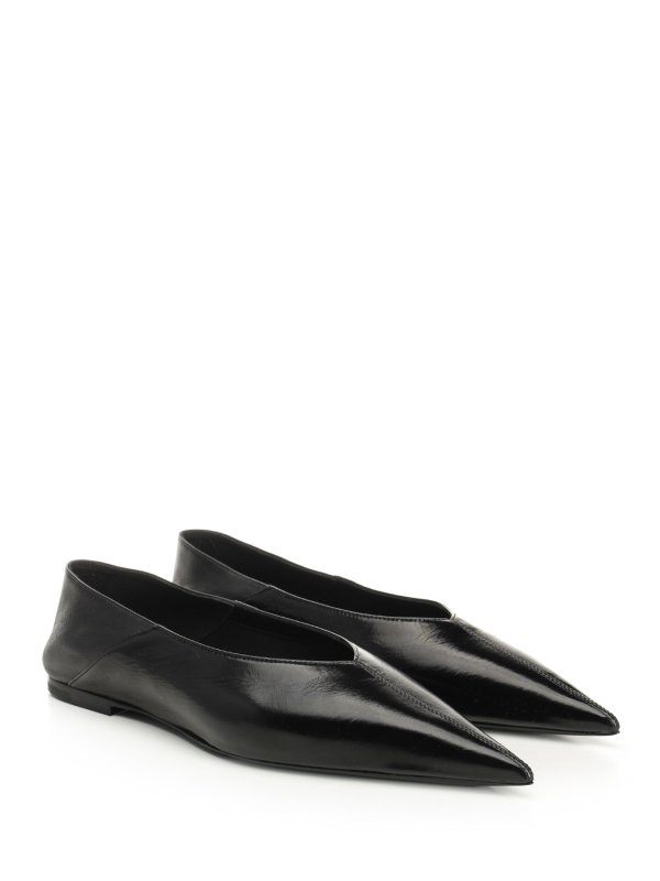 SAINT LAURENT: flat shoes online - Carolyn Leather Ballerinas
